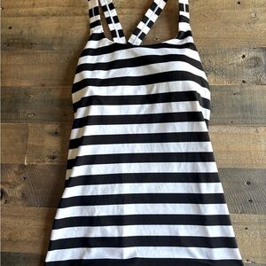 Athleta Black and White Striped Tank Top